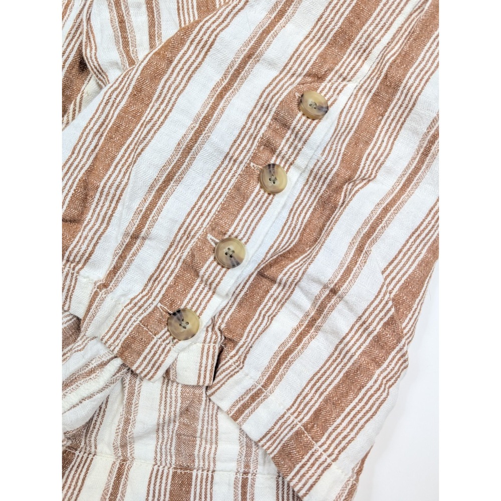 A.N.A Linen Blend Brown White Striped Wide Leg Pants Women's Size Medium - Picture 4 of 6